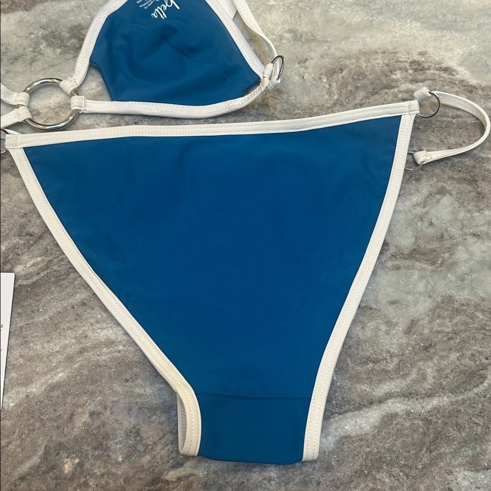 NWT Freebella Blue Bikini Sz S Top Bottom Sz L